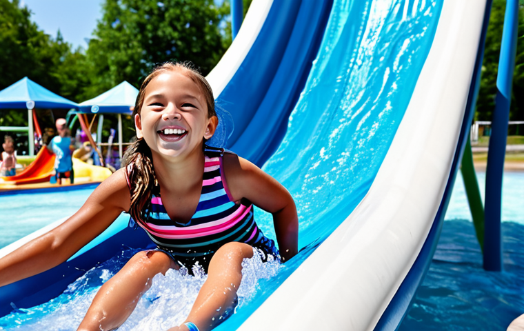 Safe Water Slide Fun**
A young girl, fully clothed in a modest, colorful swimsuit, is smiling as she slides down a water slide at a water park. The background shows other families having fun, with bright sunshine and colorful slides. The scene is safe for work, family-friendly, and appropriate content. Focus on capturing the joy and excitement of the moment. Perfect anatomy, correct proportions, well-formed hands, natural pose, professional photography, high quality.
**