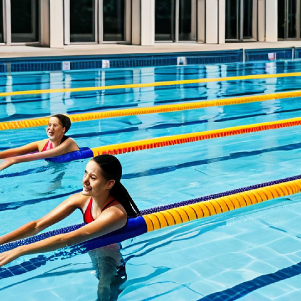 수영장에서 지켜야 할 매너와 규칙 - **

"A bright, modern swimming pool with clearly marked lanes. Swimmers are actively swimming laps, ...