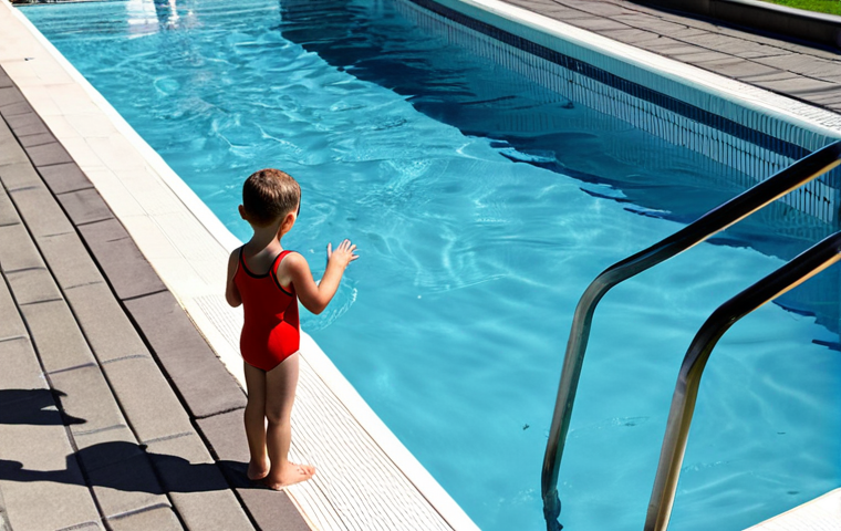 수영장에서 지켜야 할 매너와 규칙 - **

"A bright, modern swimming pool with clearly marked lanes. Swimmers are actively swimming laps, ...
