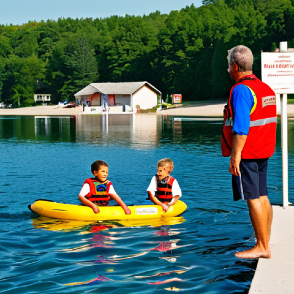 수영 중 발생할 수 있는 부상 대처법 - Lake Safety**

"A family-friendly scene at a serene lake. A father is carefully watching his childre...
