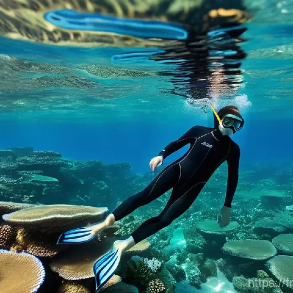 스노클링과 수영의 차이 - **Vibrant Mediterranean Snorkeling Discovery:** A person, an adult of ambiguous gender, is seen from...
