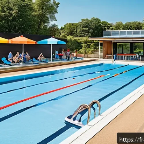 Home 31 수영장 이용 요금 비교 - A modern public swimming pool in Île-de-France region during a sunny afternoon, featuring a large Ol...